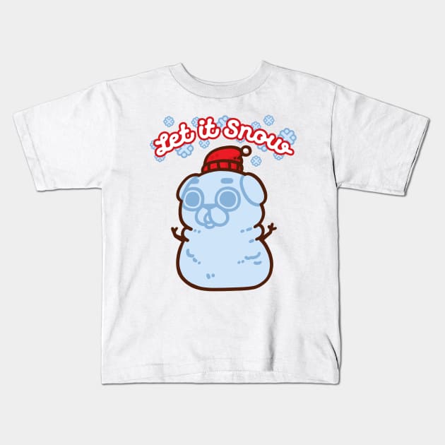 Snow Puglie Kids T-Shirt by Puglie Pug 